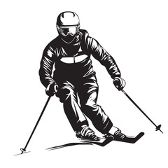 silhouette of a skier