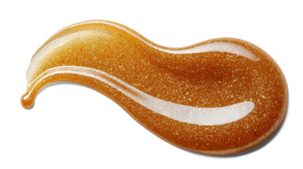 Pale orange vitamin C serum swatch, translucent with glossy finish, drop shape on white background. Transparent background