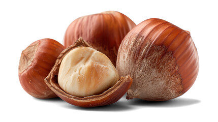 hazelnuts on a white background