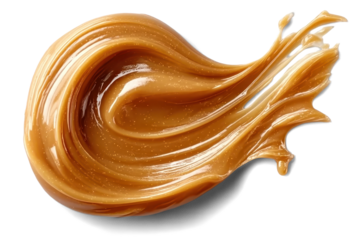 Smear of tasty caramel paste on white background