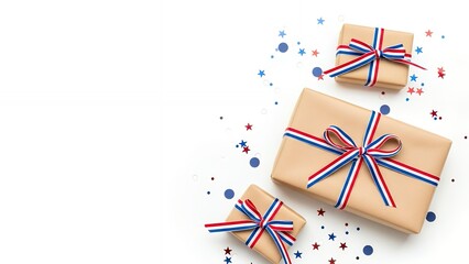 Obraz premium Gift arrangement for Independence Day celebration in the USA with decorations