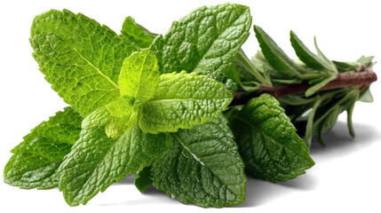Fresh mint on white background