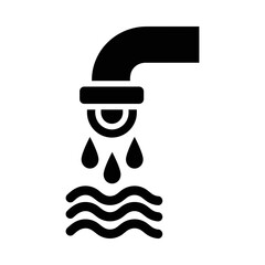 Water faucet dripping drops, simple glyph vector icon