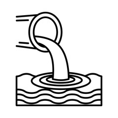 Water pollution icon with sewage discharge from a pipe.