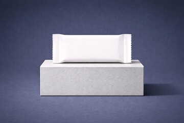 Minimalist Snack Bar Wrapper Mockup on Concrete Display for Product Packaging Design