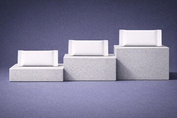 Minimalist Snack Bar Wrapper Mockup on Concrete Pedestals