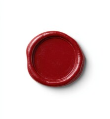 Red wax seal on white surface - blank imprint close-up