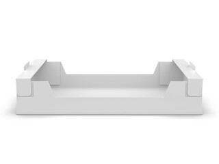 Blank Cardboard Tray Packaging Mockup Isolated on White Background, 3D Render.