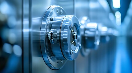 Shiny metal industrial controls.