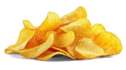 wavy potato chips on white background