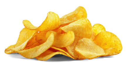 wavy potato chips on white background