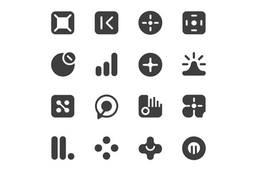Set of Minimalist Gray Interface and Control Icons Collection