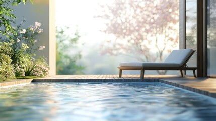 Poolside scene with lounge chair