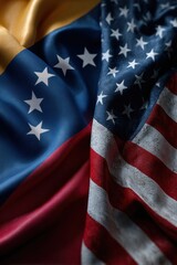Venezuelan flag and American flag joined together