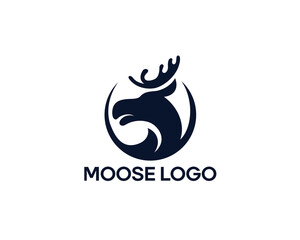 creative silhouette of a moose in a circle abstract logo design inspiration
