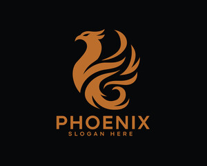 abstract phoenix logo, abstract golden phoenix logo design inspiration