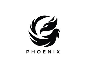 abstract phoenix logo, abstract circular phoenix logo design inspiration