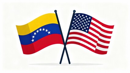 Venezuelan flag and American flag joined together