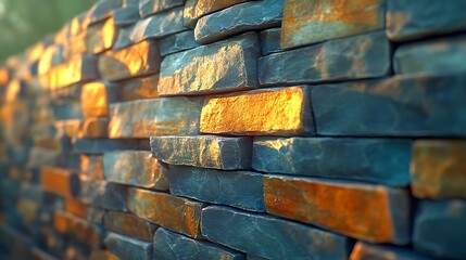 Stone wall texture with sunlight.