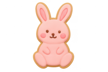 Pink bunny cookie icon celebrating easter holiday