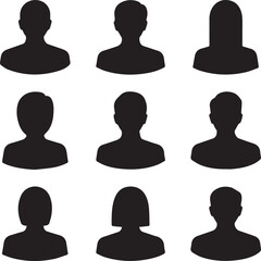 Default User Profile Avatar Icons Set - Vector Silhouettes