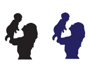 A mother holding her child silhouette Happy mothers day .

