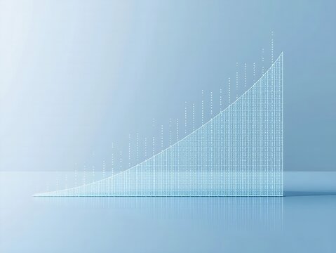 Modern digital graph illustration with rising trend line and grid pattern - Powered by Adobe
