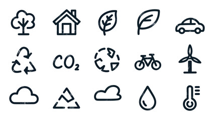 Eco friendly icons for sustainable living and green energy solutions