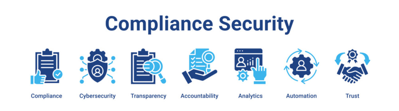 Compliance Security web banner icon vector illustration concept for business with icon of Compliance, Cybersecurity, Transparency, Accountability, Analytics.