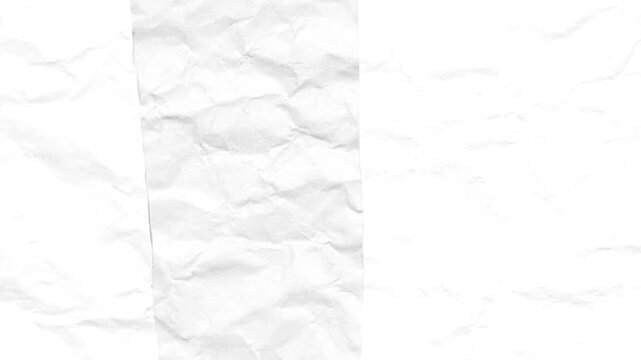 White crumpled paper strips with creases and wrinkles in a vertical composition background