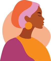 Woman profile abstract flat vector illustration in pastel colors