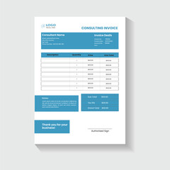 Professional clean invoice template design 