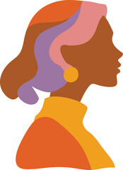 Modern woman profile illustration with abstract colorful hair