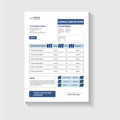 Professional clean invoice template design 