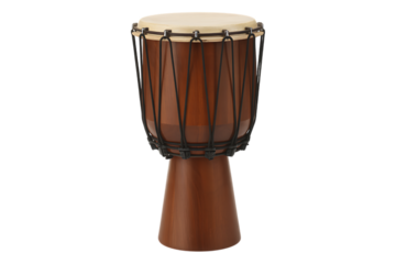 Traditional Wooden Drum Percussion Instrument on Transparent Background