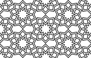 Geometric islamic seamless pattern. Geometric outline texture on white background. Beautiful arabic pattern for design element.
