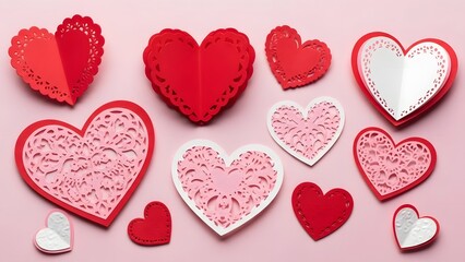 A collection of elegant red hearts, perfect for conveying emotions of love and affection
