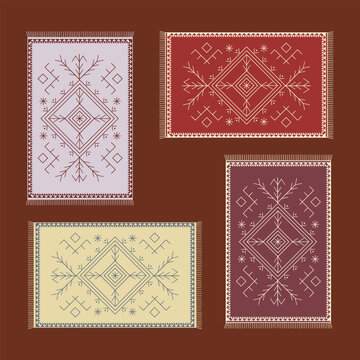 A rug and carpet with Moroccan Amazigh decoration.
