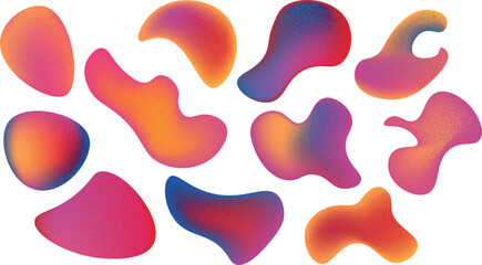 Abstract Gradient Shapes with Grain Effect in Retro Style Illustration, transporent background, PNG format