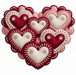 Crochet Heart Cluster Illustration for Valentine&rsquo;s Day Decor.