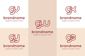 Letters GV GW GX Letters GV GW GX GY GZ Monogram Line Logo, for VG WG XG YG ZG initialsGY GZ Monogram Line Logo