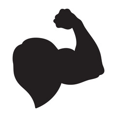 Silhouette of a muscular arm flexing showcasing strength and physical fitness