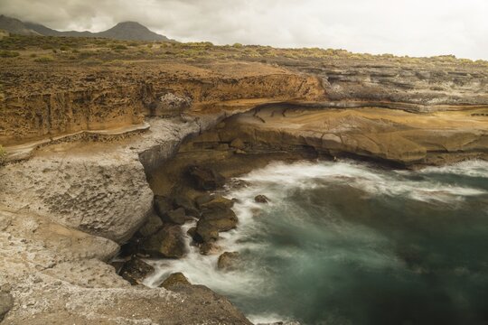 Coast, lava rock, El Puertito, west coast, Tenerife, Canary Islands, Spain