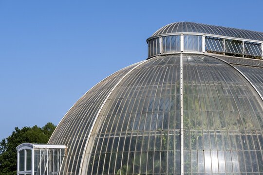 Roof construction, Palm House, oldest Victorian greenhouse in the world, Royal Botanic Gardens, Kew, London, England, Great Britain