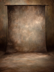 Brown studio background. Canvas background on the wall and on the floor with a soft transition.