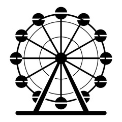 Ferris Wheel Silhouette Icon Vector Style on white background