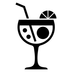 refreshing Gin tonic cocktail icon Silhouette vector style on white background