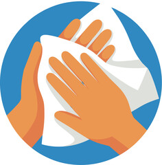 Hands wiping with antibacterial disinfecting wipe for hygiene and virus protection concept illustration of person cleaning hands with wet wipe for healthcare promotion or educational medical presentat