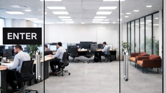 Business, people and corporate concept. Corporate business people working in busy marketing office space, planning strategy nd reading email on laptop at work. 
