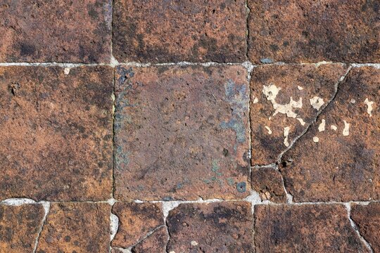 Old stone tiles, Melrose Abbey ruins, Melrose, Borders District, Scotland, United Kingdom